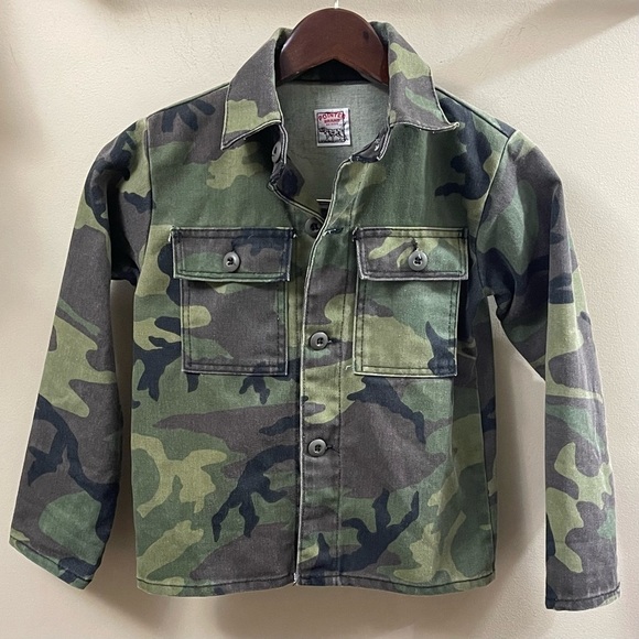 Vintage Pointer Brand Boys Green Camo Long Sleeve Jacket - Picture 1 of 7